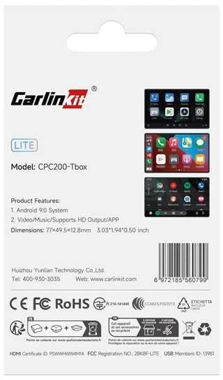 „Carlinkit TBOX LITE S“ belaidis „Carplay“ ir „Android Auto“ adapteris