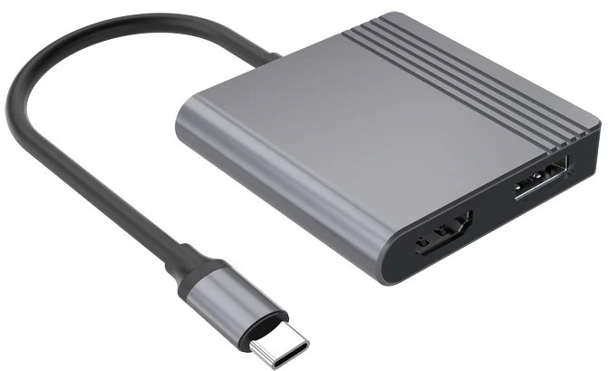 Gembird A-CM-HDMIFDPF-01 USB-C į HDMI + DP adapteris, 4K 60Hz, juodas