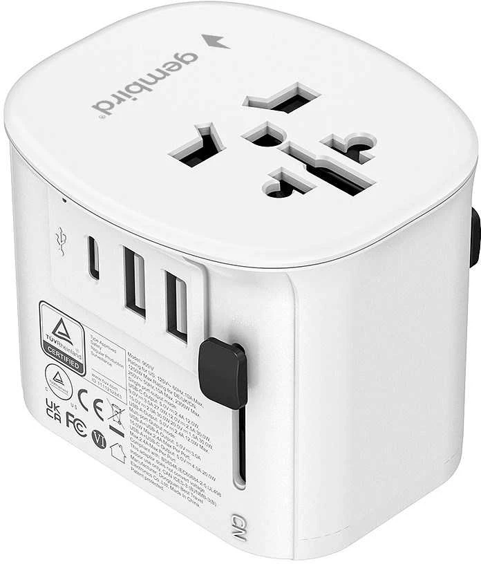 Gembird TPA-EU2A1C15-01-W įžemintas universalus kelioninis maitinimo adapteris, 15 W, baltas