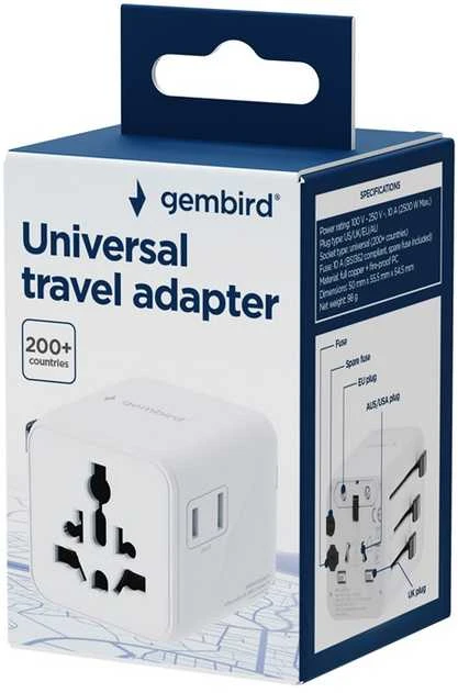 Gembird universalus kelioninis maitinimo adapteris | TPA-INT-01-W | Kelioninis adapteris