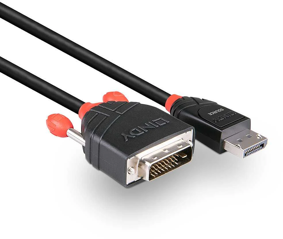 Adapteris - LINDY DisplayPort į DVI Adapterio Kabelis, 0.5 m, Juodas