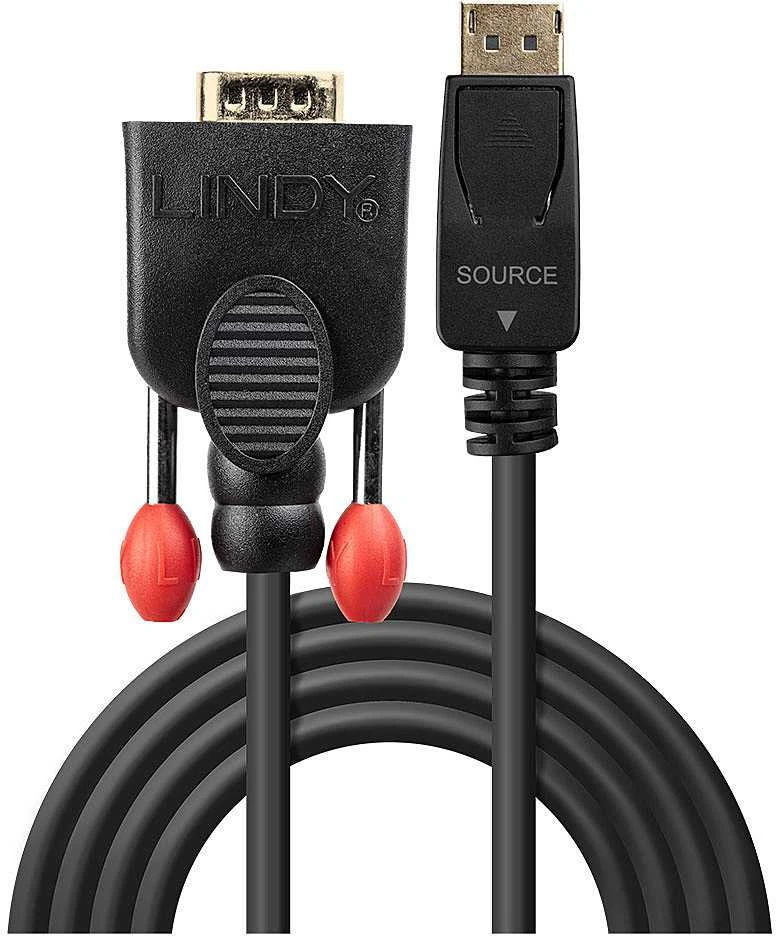 Adapteris - LINDY DisplayPort į VGA Adapterį Kabelis, 1920x1200@60Hz, 2 m, Juodas