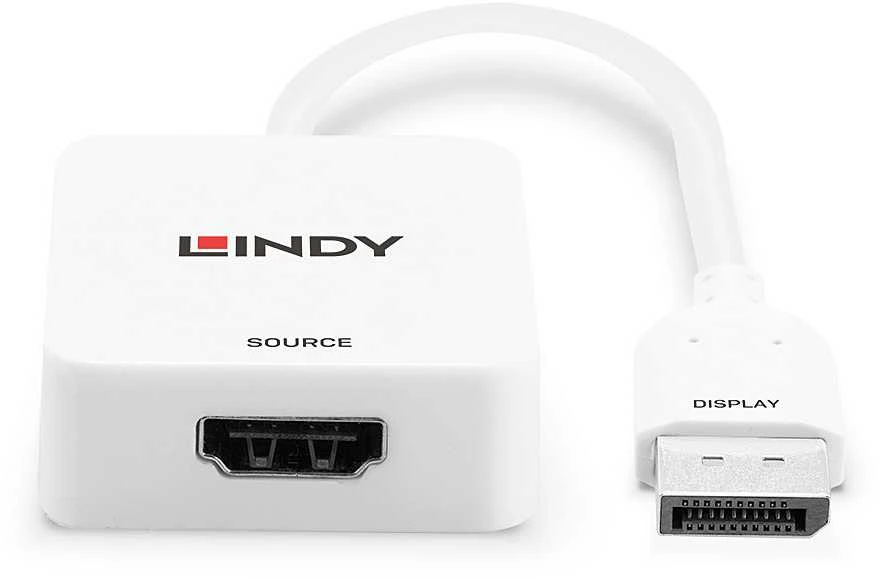 Adapteris - LINDY HDMI 18G į DisplayPort 1.2 Konverteris, 3840x2160@60Hz, Baltas