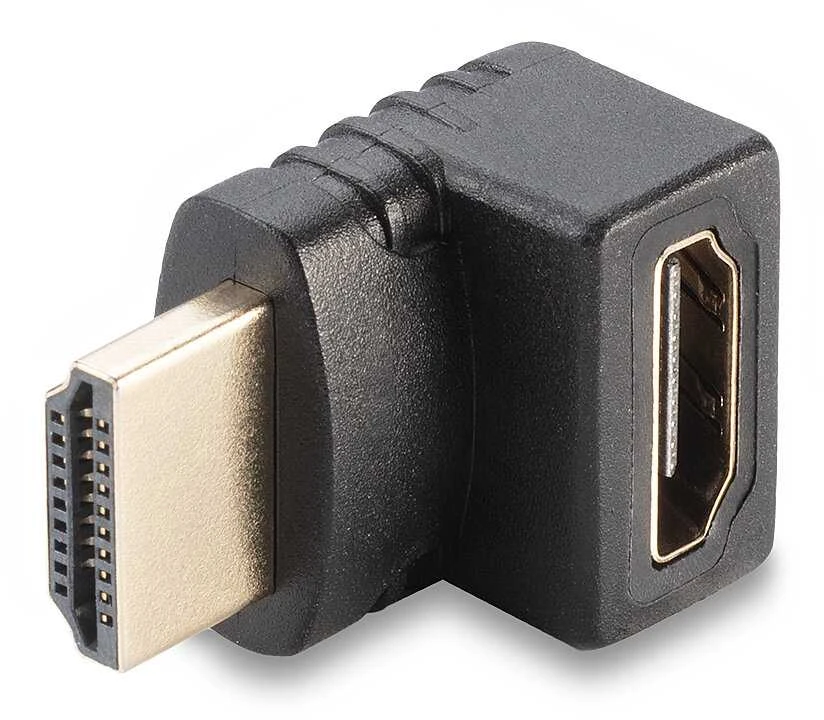 Adapteris - LINDY HDMI F/M Adapteris, 90° Dešinysis Kampas, 4K, 60Hz, 18Gb/s, Juodas