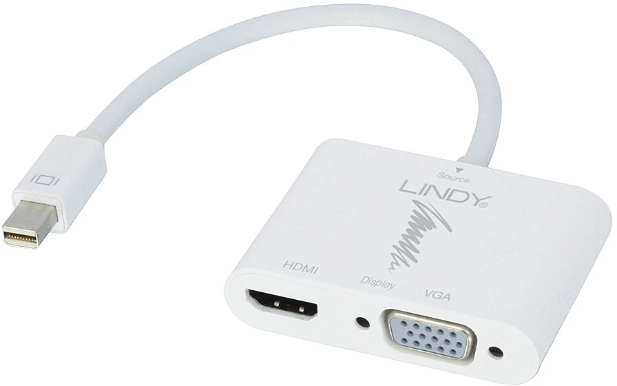 Adapteris - LINDY Mini DisplayPort į HDMI ir VGA keitiklis 3840x2160 60Hz