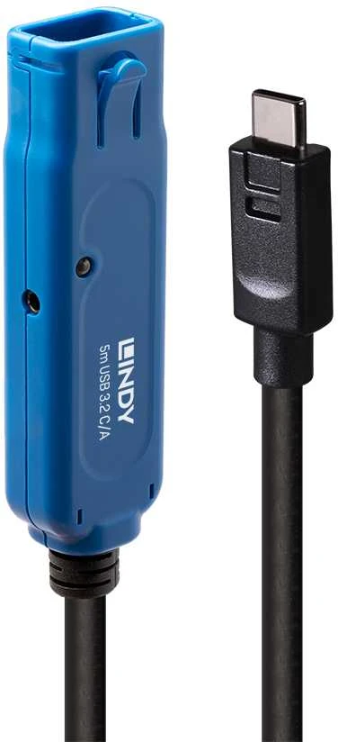Adapteris - LINDY USB 3.2 Aktyvus Prailginimo Kabelis, USB Type C į A, 5 m, Juodas