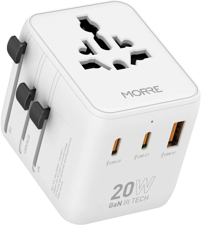Tiross Adapteris - Morre M470 20W 2xUSB-C 1xUSB-A Kelioninis Įkroviklis Juodas