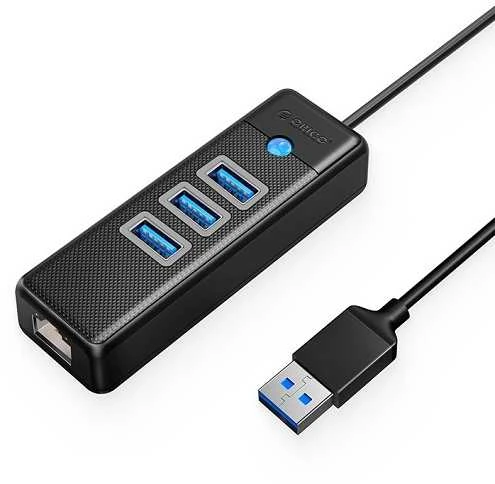 ORICO USB šakotuvas su 3 USB prievadais ir RJ45 jungtimi
