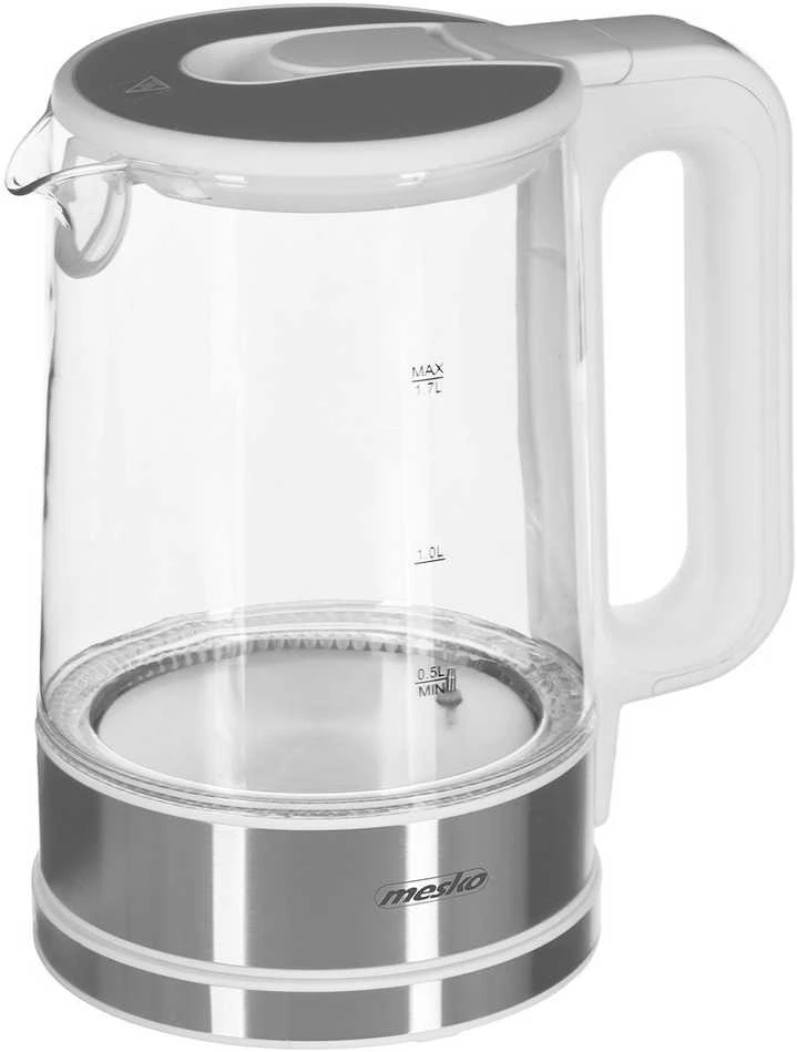 Mesko | Virdulys | MS 1301w | Electric | 1850 W | 1.7 L | Glass | 360° rotational base | Baltas