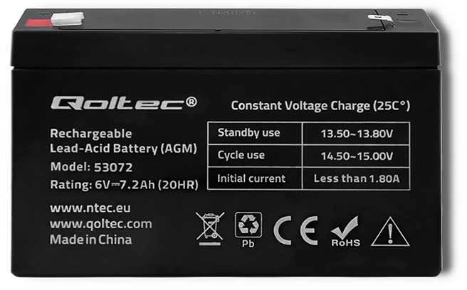 QOLTEC Baterija AGM 6V 7.2Ah