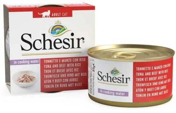 Agras Pet Foods Drėgnas Kačių Maistas - Schesir Tuną Su Jautiena Ir Ryžiais 85g