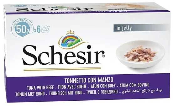 Agras Pet Foods Drėgnas Kačių Maistas - SCHESIR Tunas Su Jautiena 6 x 50g