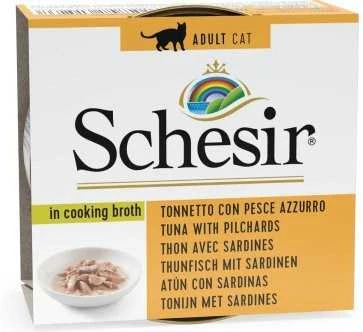 SCHESIR virimo sultinyje Tunas su sardinėmis - šlapias kačių maistas - 70 g