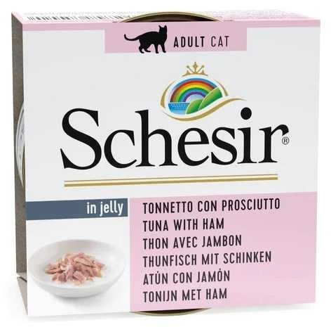Agras Pet Foods Drėgnas Kačių Maistas - Schesir Želė Su Tunu Ir Kumpiu 85 g