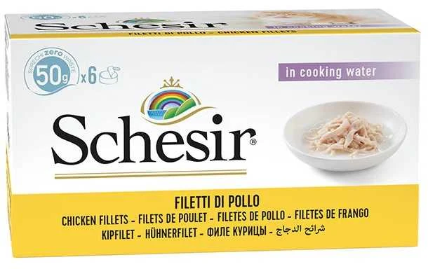 SCHESIR vištienos filė sultinyje - šlapias kačių maistas - 6x50g
