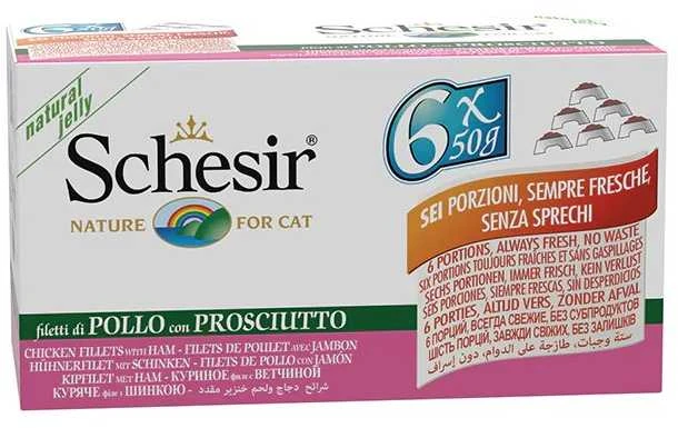 SCHESIR vištiena filė su kumpiu želė - šlapias kačių maistas - 6x50g