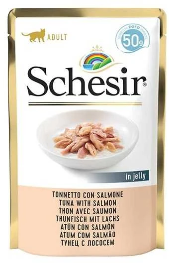 Agras Pet Foods Drėgnas Kačių Maistas - Schesir Želė Su Tunu Ir Lašiša 50 g