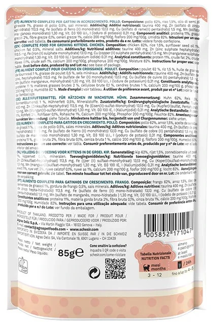 SCHESIR Vištienos filė želė - šlapias maistas kačiukams - 85g
