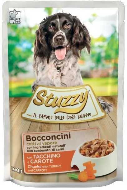 Agras Pet Foods Drėgnas Šunų Maistas - STUZZY Gabaliukai Su Kalakutiena Ir Morkomis 100g Be Gluteno