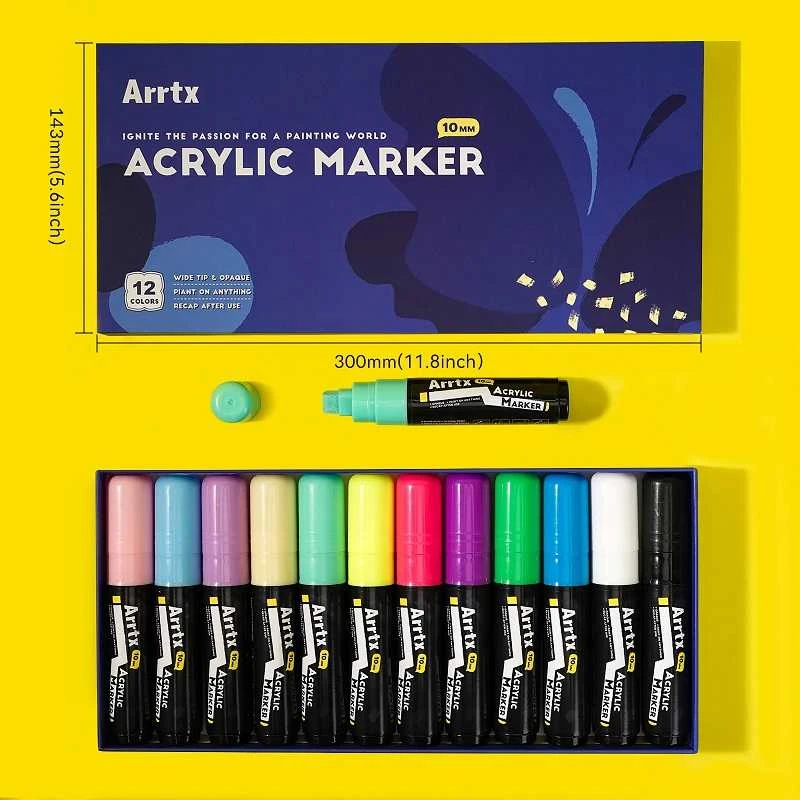 Akriliniai markeriai - flomasteriai ARRTX, 12 spalvų
