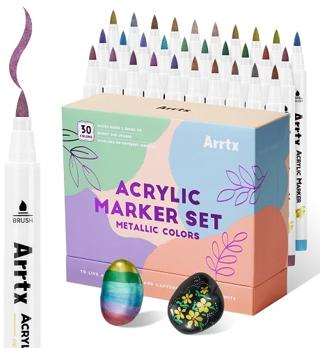 Akriliniai markeriai - flomasteriai ARRTX 30F, 30 spalvų, metalinių atspalvių