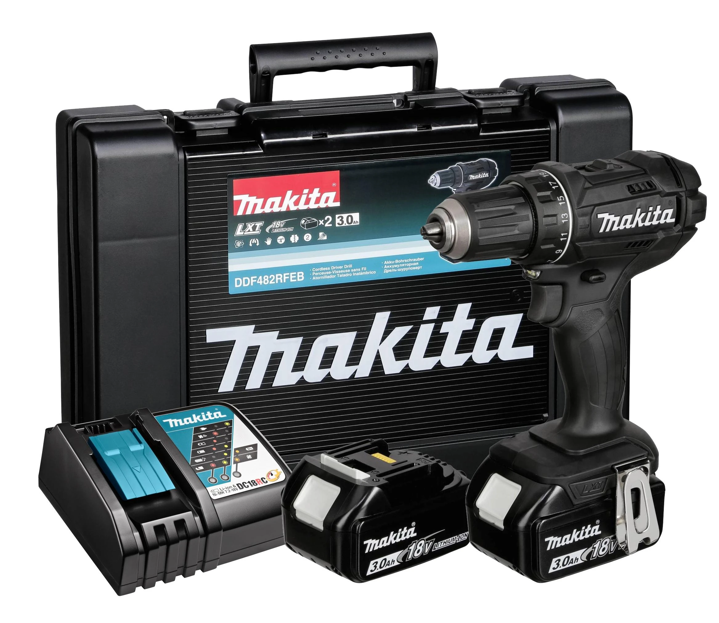 Makita DDF482RFEB gręžtuvas su priedų rinkiniu