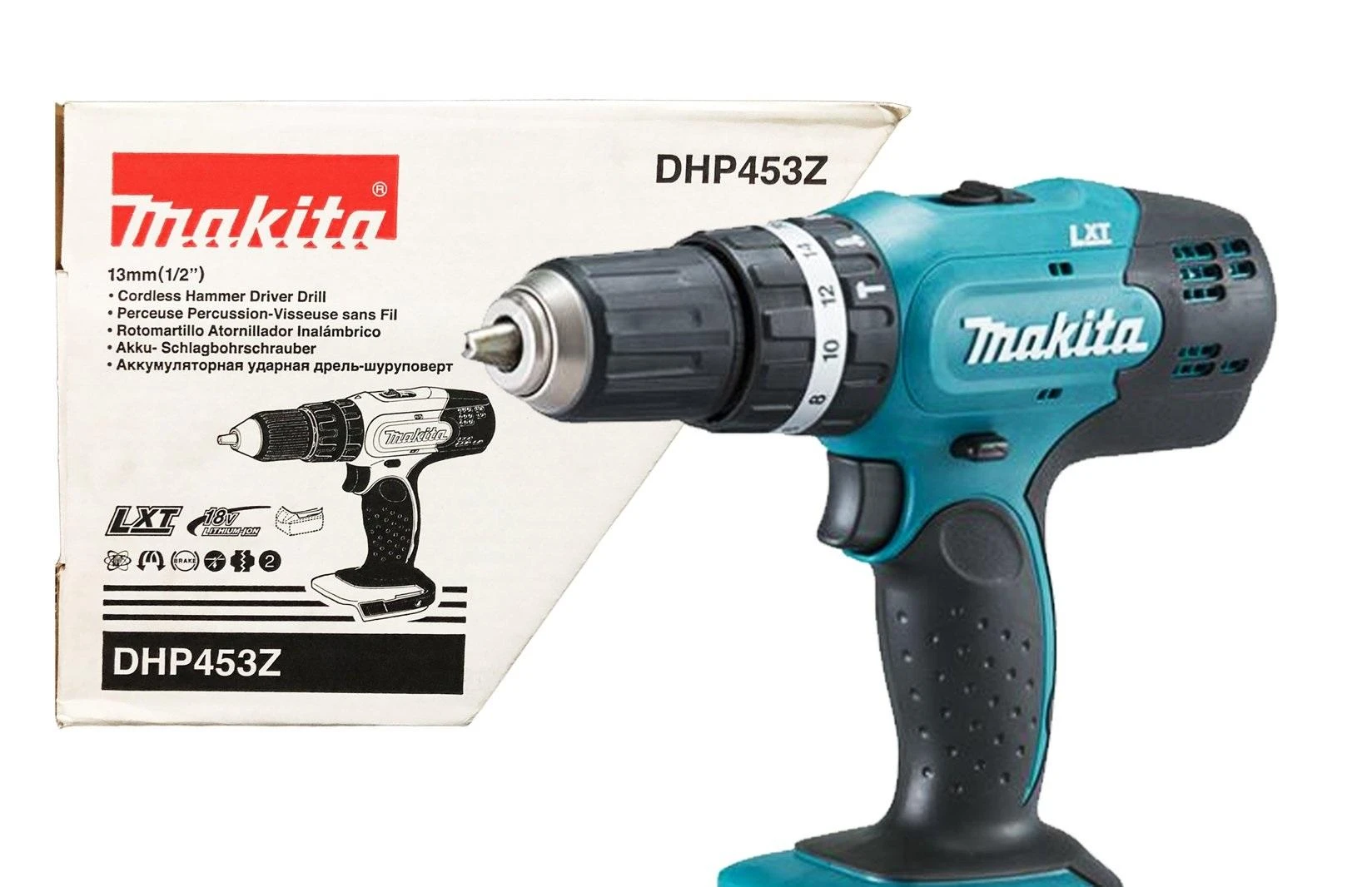Smūginis suktuvas - gręžtuvas MAKITA DHP453Z be akumuliatoriaus ir kroviklio