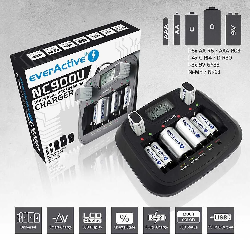 Akumuliatorių Įkroviklis - EverActive NC-900U