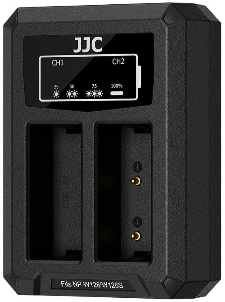 JJC DCH W126TC įkroviklis su LCD ekranu