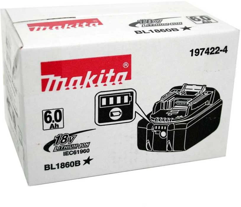 Makita Akumuliatorius BL1860B 18 V, 6.0 Ah; slide tipo Li-ion