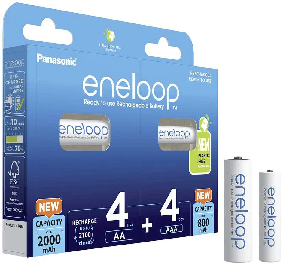 Panasonic Eneloop akumuliatorių rinkinys pakuotėje