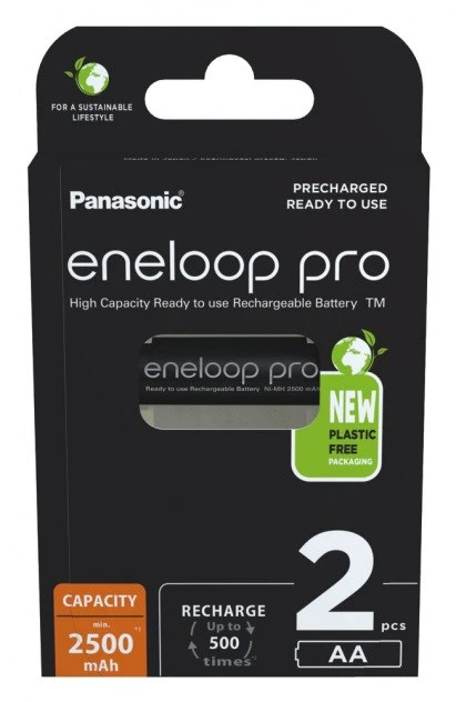 Akumuliatorius - Panasonic Eneloop Pro AA 2500 mAh 2 vnt Ni-MH Juodas