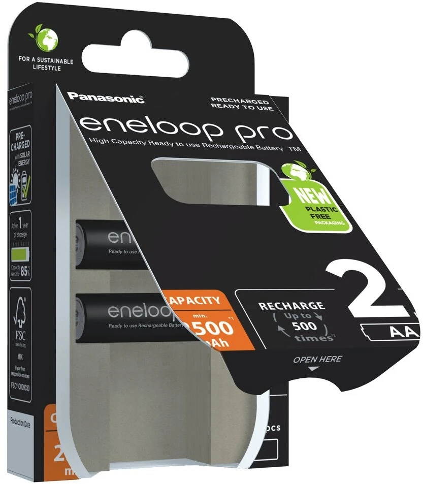 Akumuliatorius - Panasonic Eneloop Pro AA 2500 mAh 2 vnt Ni-MH Juodas