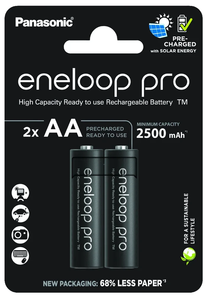 Akumuliatorius - Panasonic Eneloop Pro AA 2500 mAh 2 vnt Ni-MH Juodas