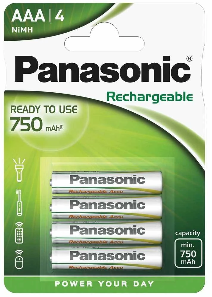 Wentronic Įkraunamos baterijos - PANASONIC P03P 750 mAh AAA 1.2V 4 vnt.