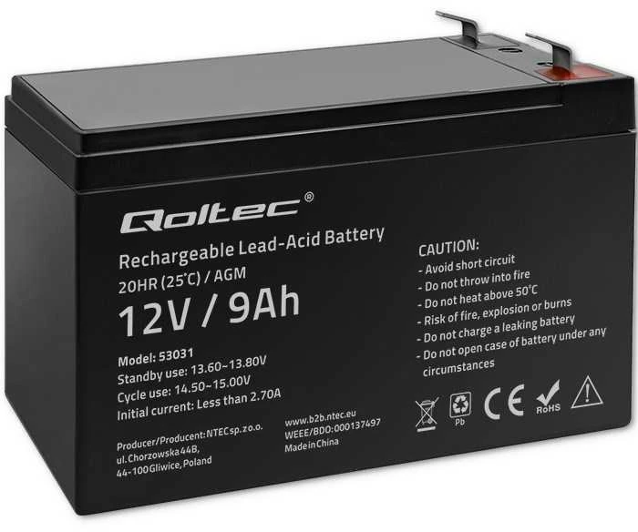 QOLTEC 53031 gelio baterija 12V 9Ah max.90A AGM