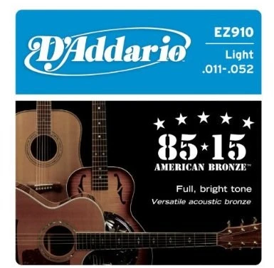 Stygos akustinei gitarai D'ADDARIO 85/15 BRONZE .011-.052 EZ910