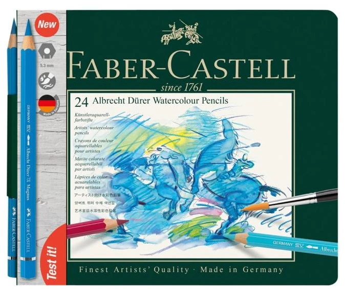 Spalvoti akvareliniai pieštukai Faber-Castell Albrecht Dürer, 24 spalvos