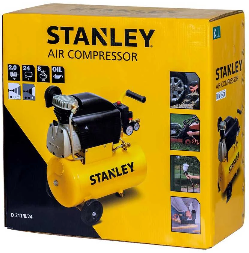 STANLEY tepalinis kompresorius 24L 2.0KM 8Bar 210l/min