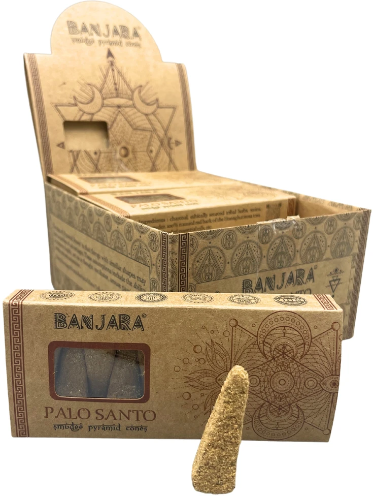Ancient Wisdom Piramidiniai kūginiai smilkalai Palo Santo, Banjara, 40g