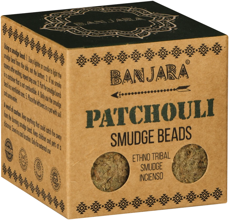 Ancient Wisdom Banjara Patchouli smilkalų karoliukai – ekologiški, valymui ir meditacijai