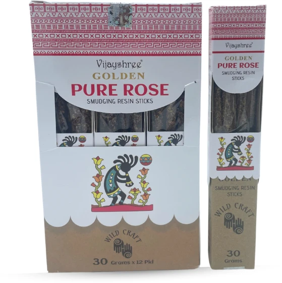 Ancient Wisdom Golden Pure Rose rožių smilkalai, 6 lazdelės – natūralūs, meditacijai