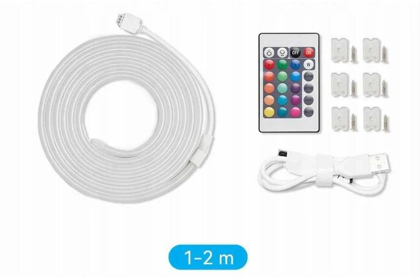 Vention silikoninė neoninė LED juosta su nuotolinio valdymo pultu, 12V, 2m