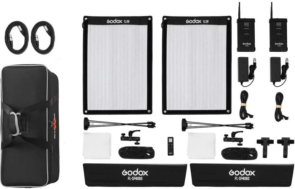 Apšvietimo įranga - Godox FL100 Lankstus LED Šviesos Rinkinys 3300-5600K, 2 Šviesos