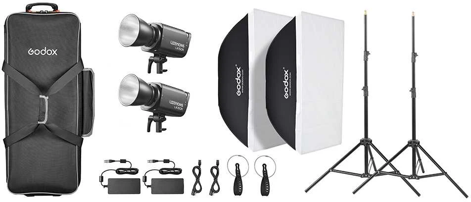 Apšvietimo įranga - Godox Litemons LA150R K2 RGB LED vaizdo apšvietimo rinkinys 2 šviesos juodas