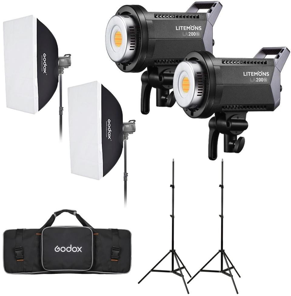 Apšvietimo Įranga - Godox Litemons LA200Bi Bi Color Duo Rinkinys, 2800K-6500K, 96+ CRI/TLCI