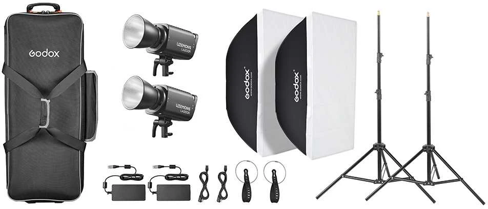 Apšvietimo įranga - Godox Litemons LA200R K2 RGB LED vaizdo šviesos 2 šviesų rinkinys juodas