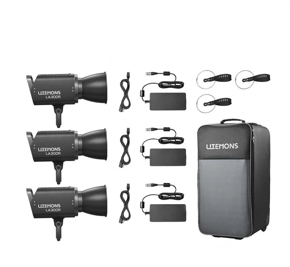 Apšvietimo įranga - Godox Litemons LA300R RGB LED Video Light 3 Light Kit Juodas