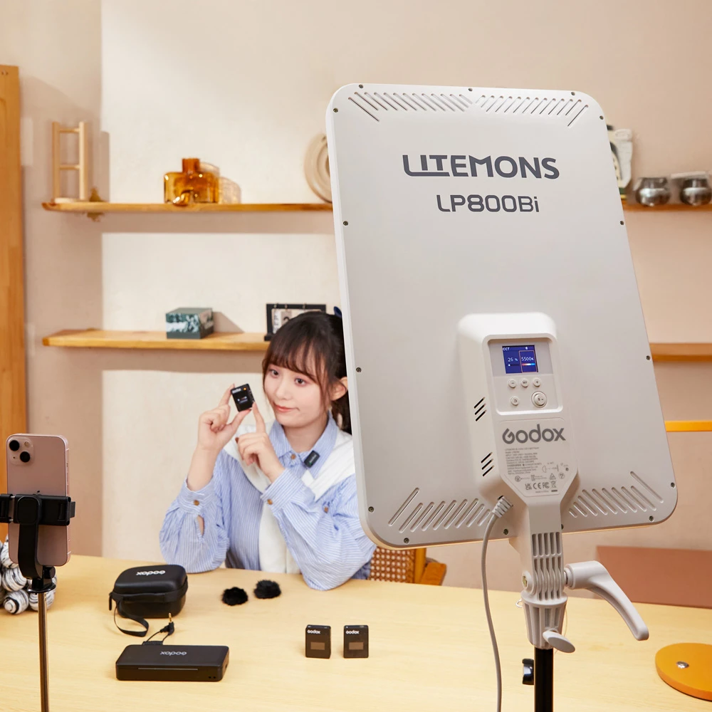Apšvietimo Įranga - Godox LP800Bi Litemons Bi Spalvos LED Panelinis Šviestuvas 2800K-6500K Tyli Veikla Balta