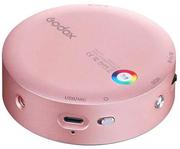 Apšvietimo Įranga - Godox R1 Mobile RGB LED Light, RGB & CCT Modes, 14 Effects, Rožinė